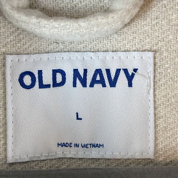 Old Navy Oversized Shacket Women's Sz L Cream Button Up Flannel Jacket Utility - Picture 5 of 7